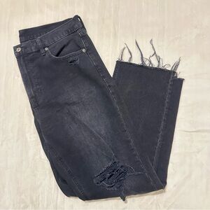 Gap Cheeky Straight High Rise Black Distressed Jeans